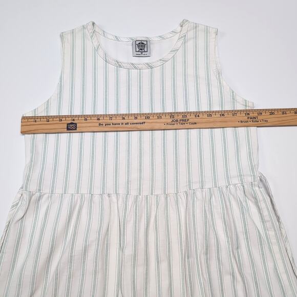 VTG CMI Maxi Dress Womens M White Green Stripes Preshrunk Cotton Cottagecore USA - Picture 9 of 14